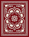 Deep Red Folk Art Snowflakes Rug