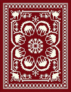 Deep Red Folk Art Snowflakes Rug