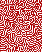 Bold Red Swirled Maze Rug