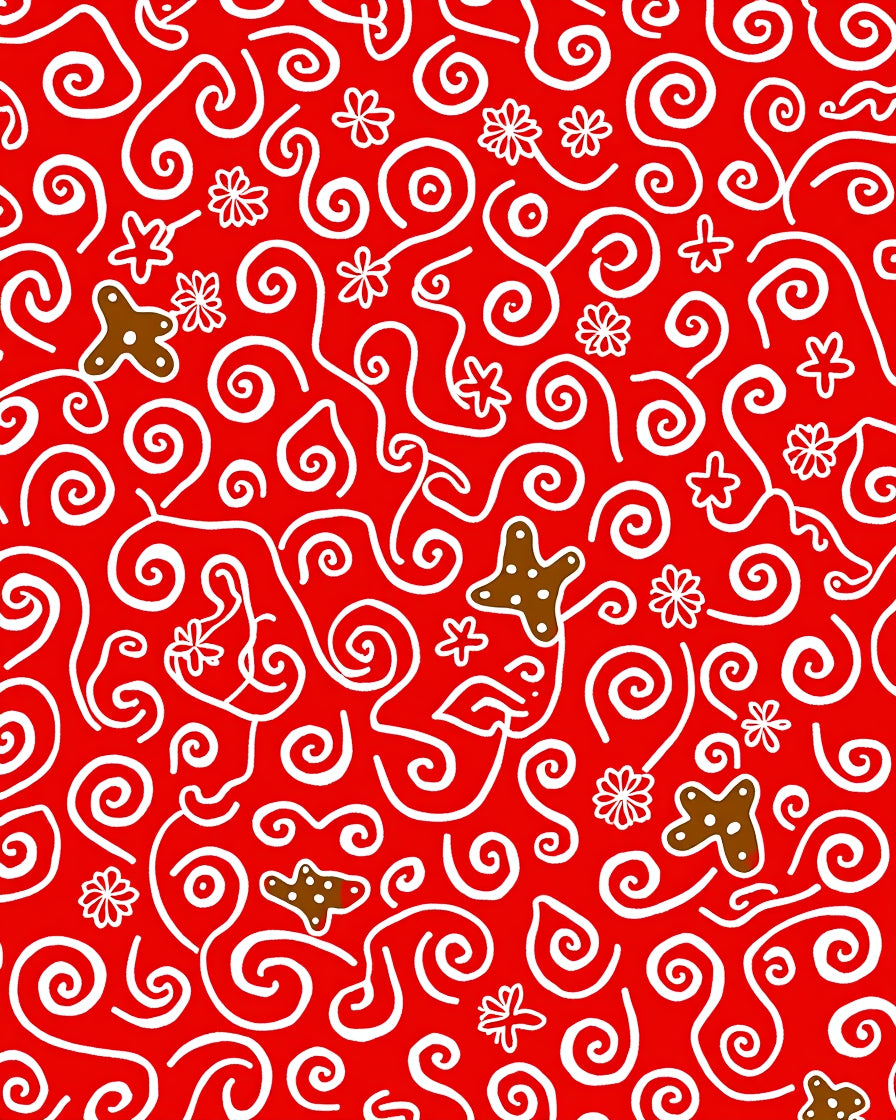 Festive Red Swirl Gingerbread Cookies Rug