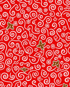 Festive Red Swirl Gingerbread Cookies Rug