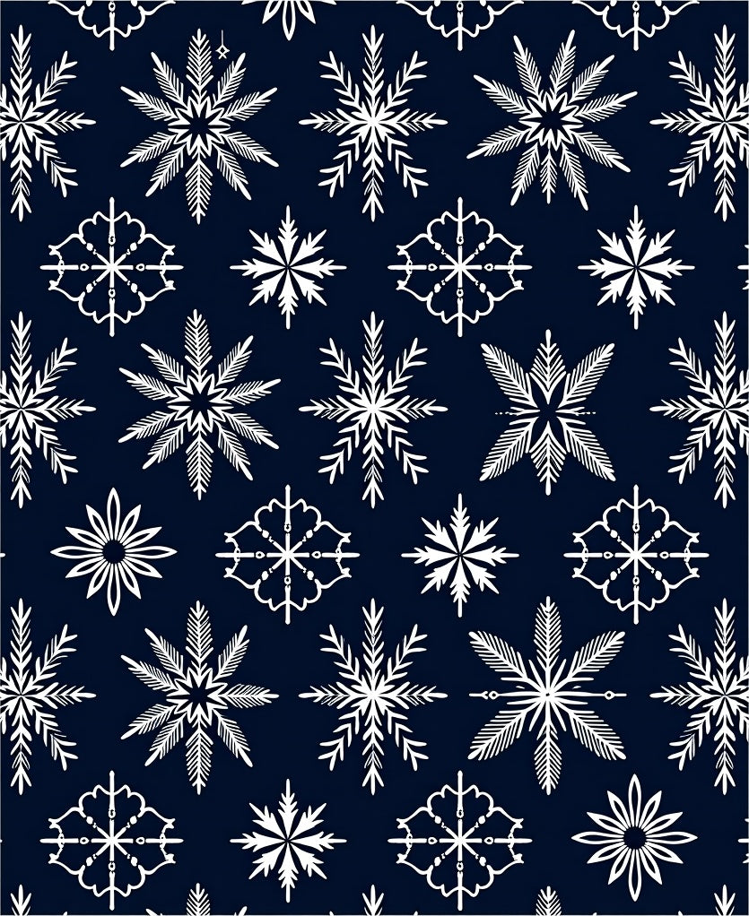 White Snowflakes on Navy Background Rug