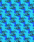 Ocean Blue Tropical Floral Repeat Rug