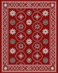 Crimson White Hexagonal Star Burst Rug