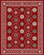 Crimson White Hexagonal Star Burst Rug