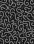 Whimsical Black White Spiral Star Rug