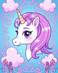 Whimsical Purple Unicorn Fantasy Clouds Rug