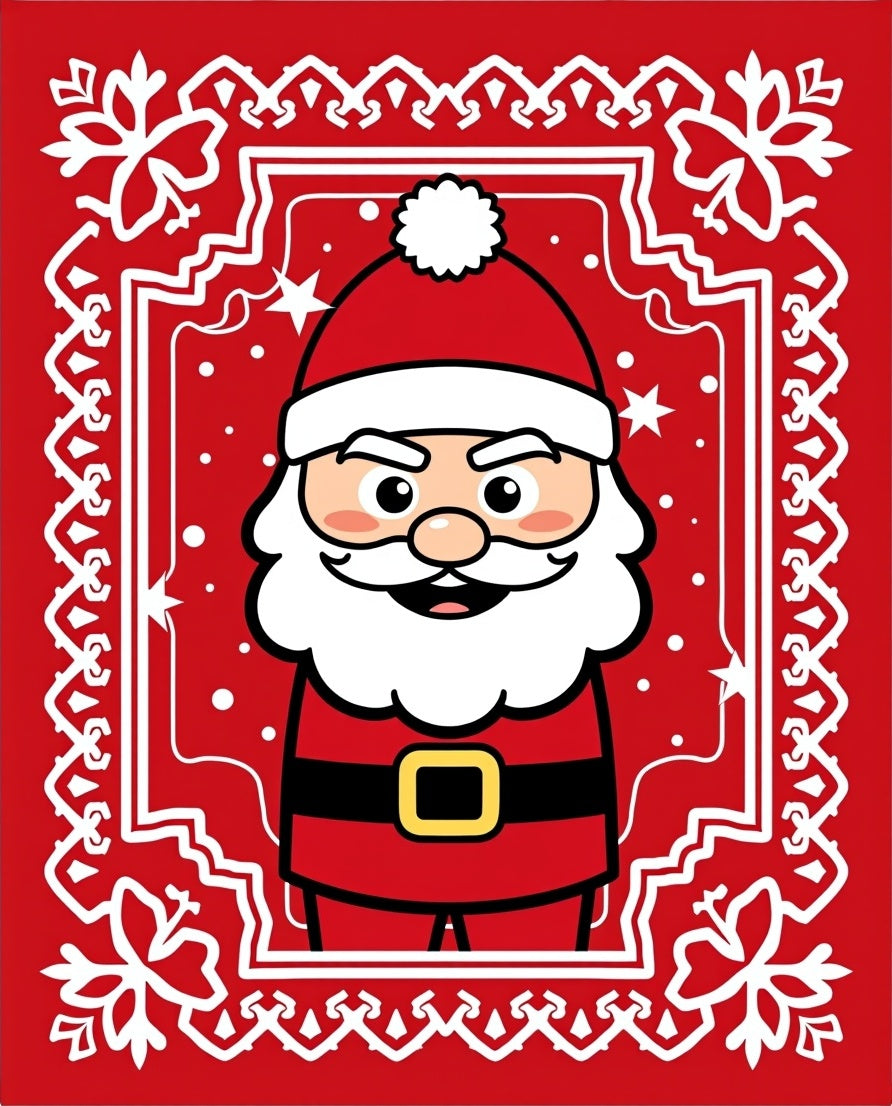 Festive Red Santa Claus Illustration Rug