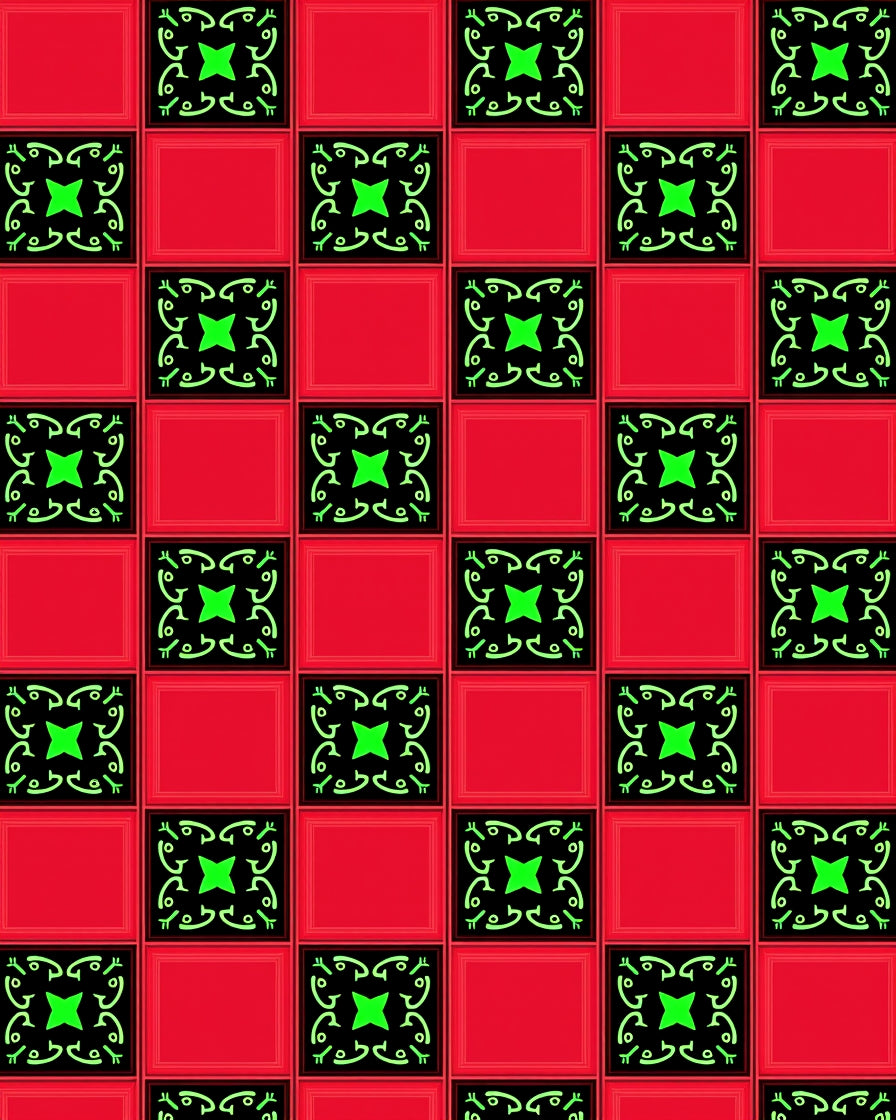 Crimson Red Black Neon Geometric Rug