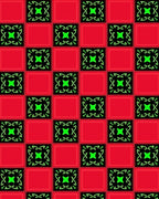 Crimson Red Black Neon Geometric Rug