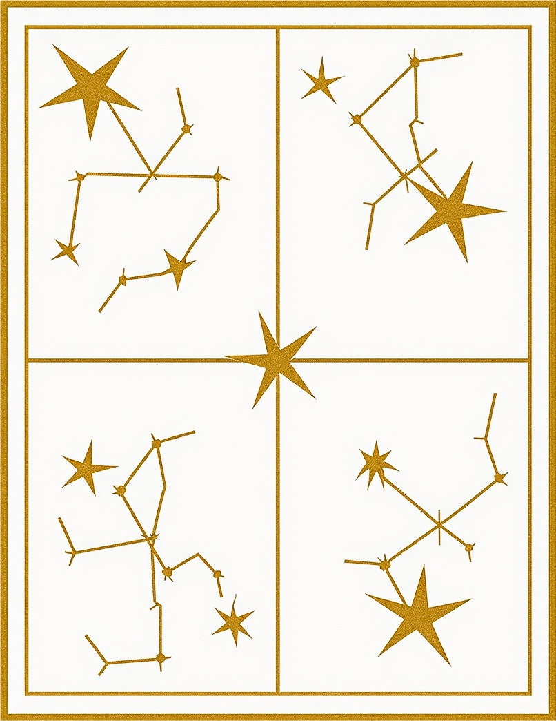 Gleaming Gold Constellation Galaxy Rug
