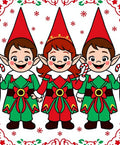 Cute Christmas Elf Characters Candy Cane Red Green Rug
