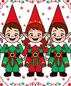 Cute Christmas Elf Characters Candy Cane Red Green Rug
