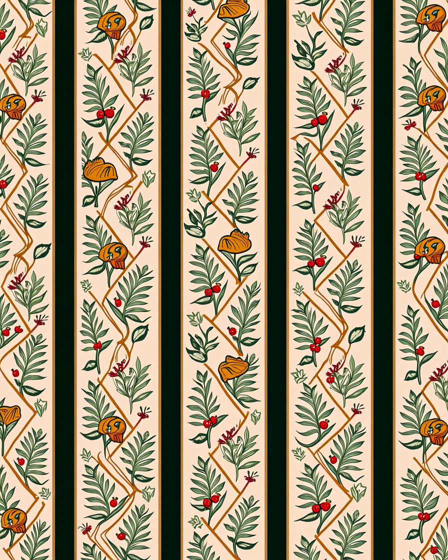 Botanical Stripe Floral Garden Rug