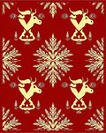 Golden Deer Floral Repeat Red Rug