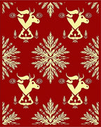 Golden Deer Floral Repeat Red Rug