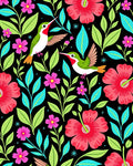 Exotic Pink Hibiscus Hummingbird Garden Rug