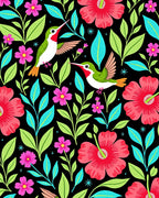 Exotic Pink Hibiscus Hummingbird Garden Rug