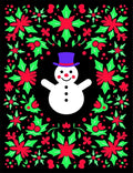 Whimsical Snowman Holly Berry Border Rug
