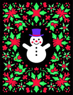 Whimsical Snowman Holly Berry Border Rug