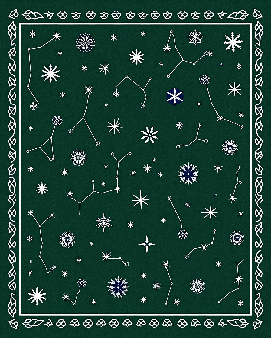 Deep Green Constellation Starburst Rug