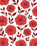 Coral Red Rose Blossom Foliage Rug