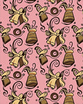 Whimsical brown bell floral pink Rug