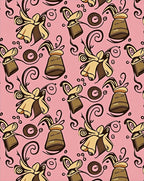 Whimsical brown bell floral pink Rug