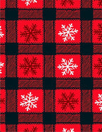 Red Black Plaid Snowflake Rug