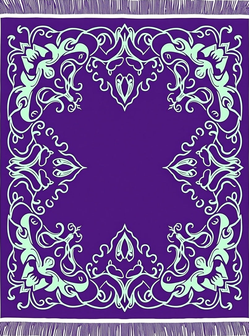 Deep Purple Floral Medallion Ornament Rug