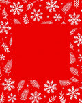 Red White Snowflake Twig Border Rug