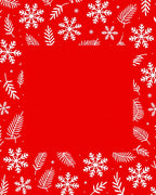 Red White Snowflake Twig Border Rug