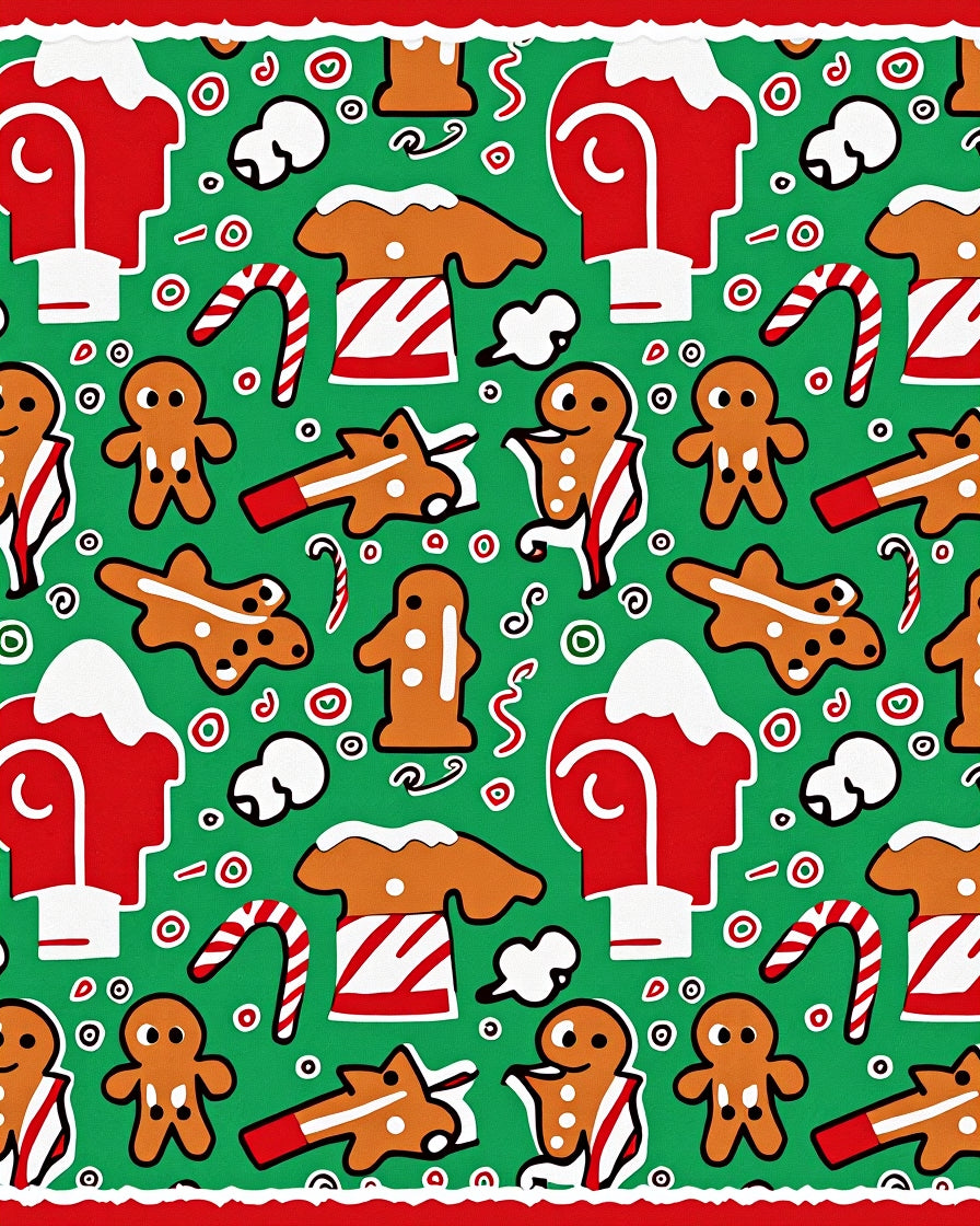 Gingerbread Men Candy Cane Holiday Swirls Rug