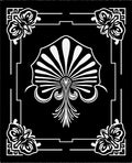 Art Deco Black White Floral Fan Rug
