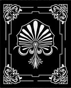 Art Deco Black White Floral Fan Rug