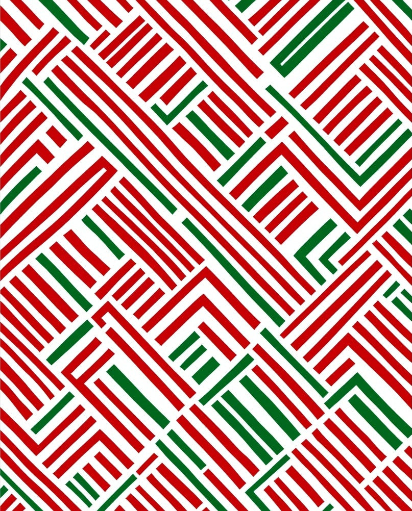 Red Green Intersecting Lines Rug