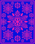 Bright Pink Snowflakes on Electric Blue Rug