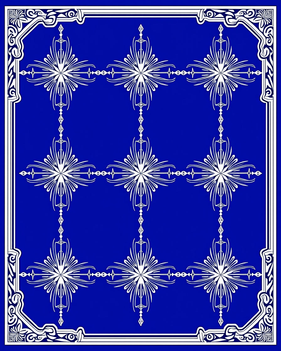 Royal Blue White Starburst Medallion Rug