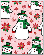 Cute Snowman Poinsettia Christmas Rug