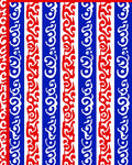 Bold Red White Blue Stripe Scroll Rug