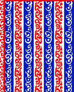 Bold Red White Blue Stripe Scroll Rug