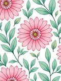Pink Daisy Botanical Whimsical Arrangement Rug