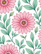 Pink Daisy Botanical Whimsical Arrangement Rug