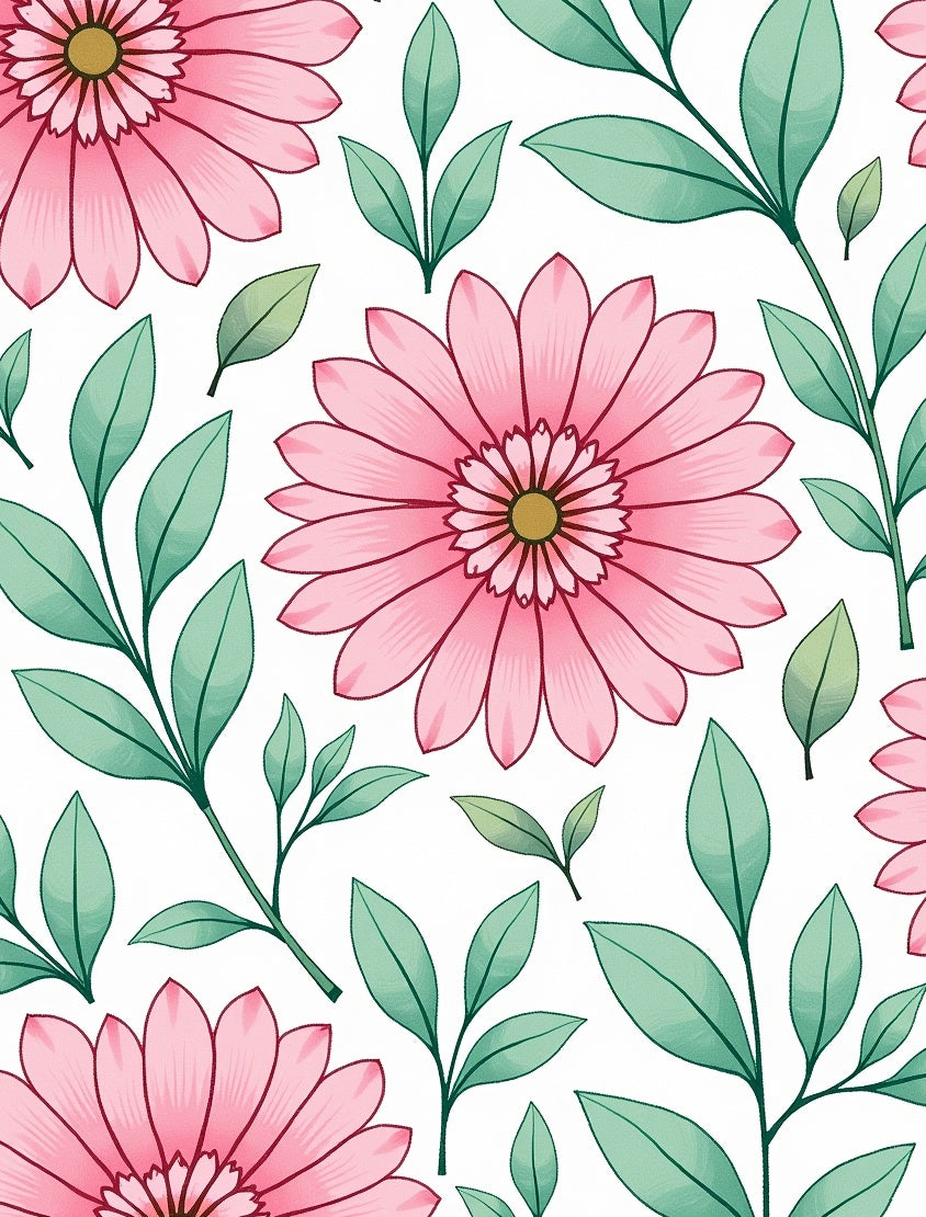 Pink Daisy Botanical Whimsical Arrangement Rug