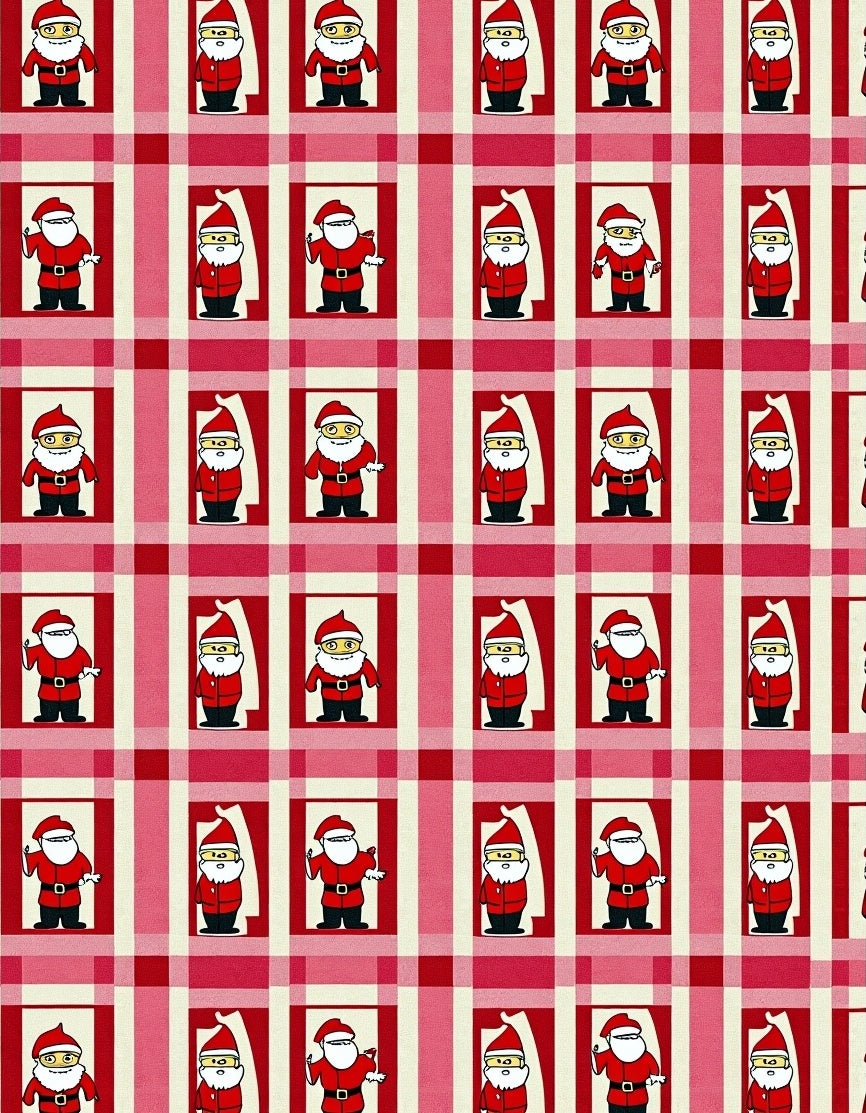 Red White Plaid Santa Repeat Rug