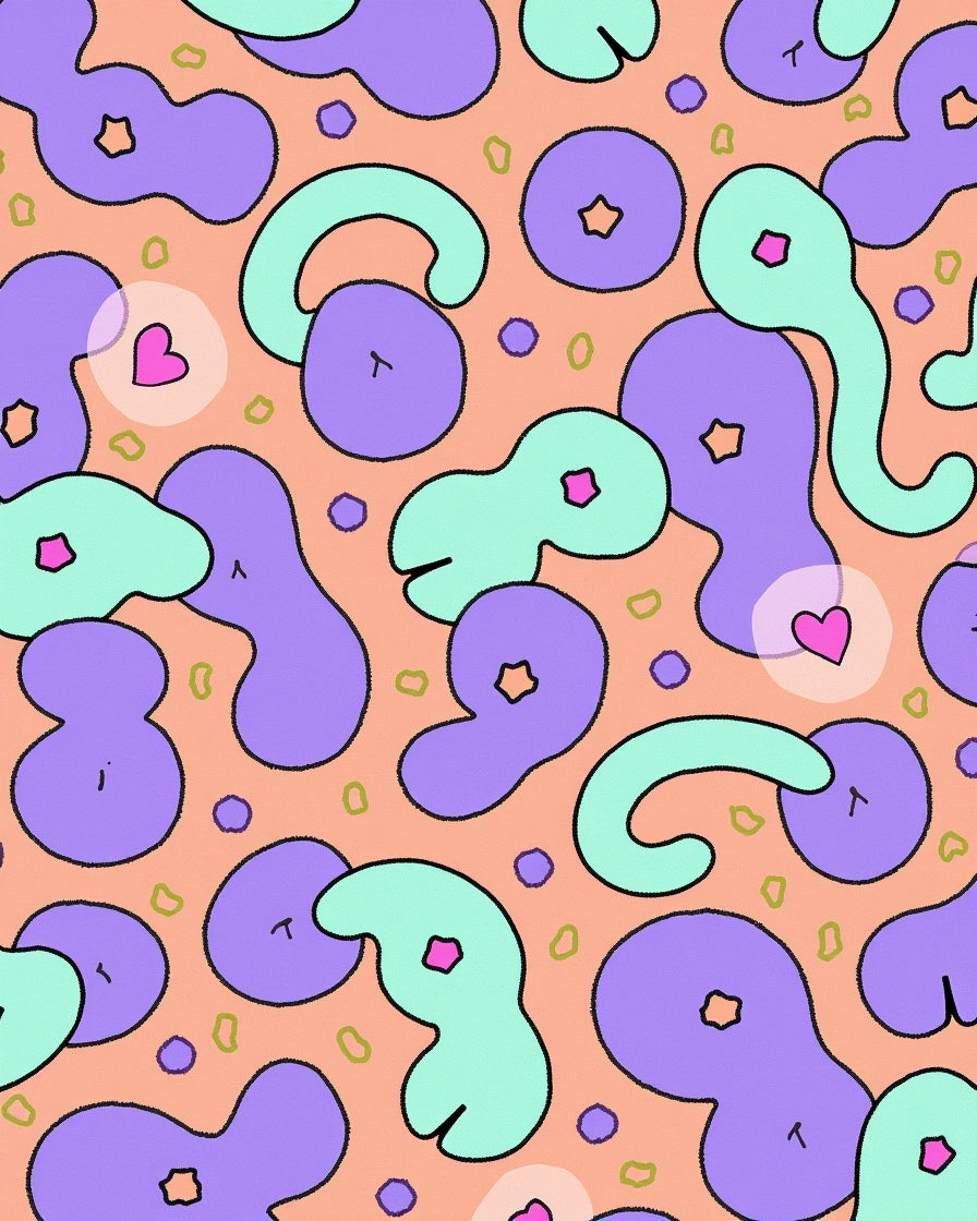 Playful Purple Aqua Organic Shapes Rug