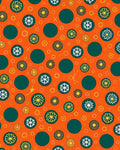 Orange Teal Yellow Floral Circles Rug