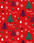 Red Christmas Trees Snowflakes Ornaments Rug