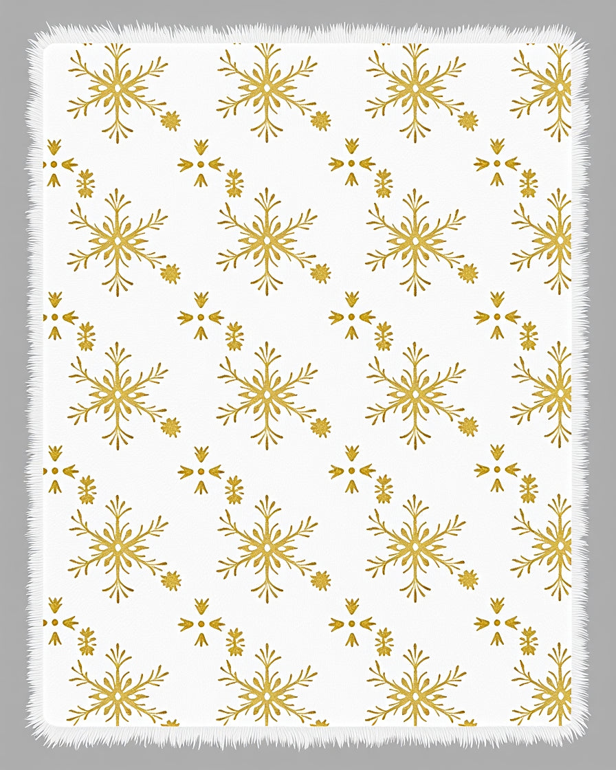 Golden Snowflake All Over Shimmering Rug
