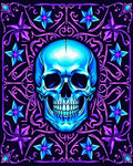Electric Blue Skull Purple Floral Frame Rug